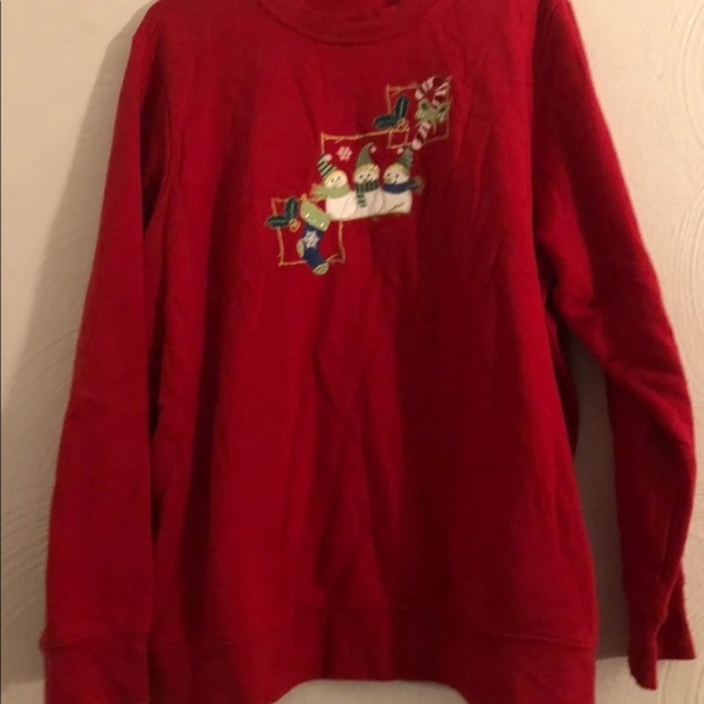 Holiday Editions Sweatshirt Womens Size‎ 2X  Red Pull Over Snowman
